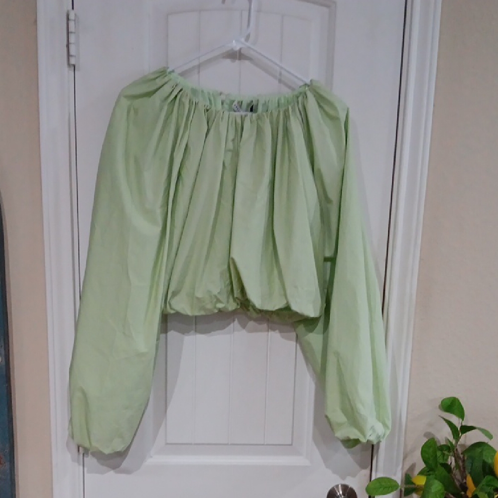English Factory Light Green Off-Shoulder Blouse